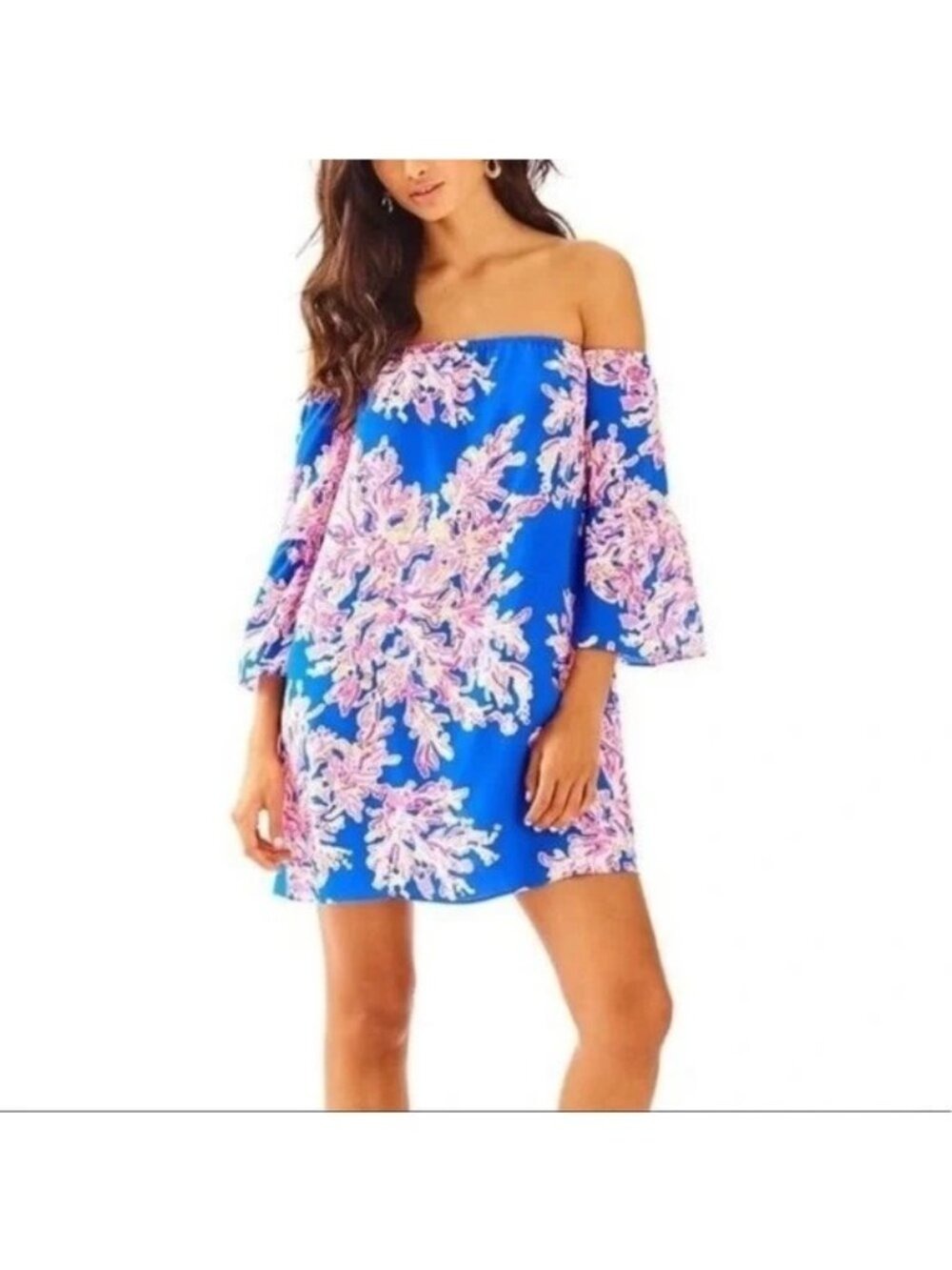 Lilly Pulitzer Sanilla off the shoulder Silk Mini Dress XS extra small